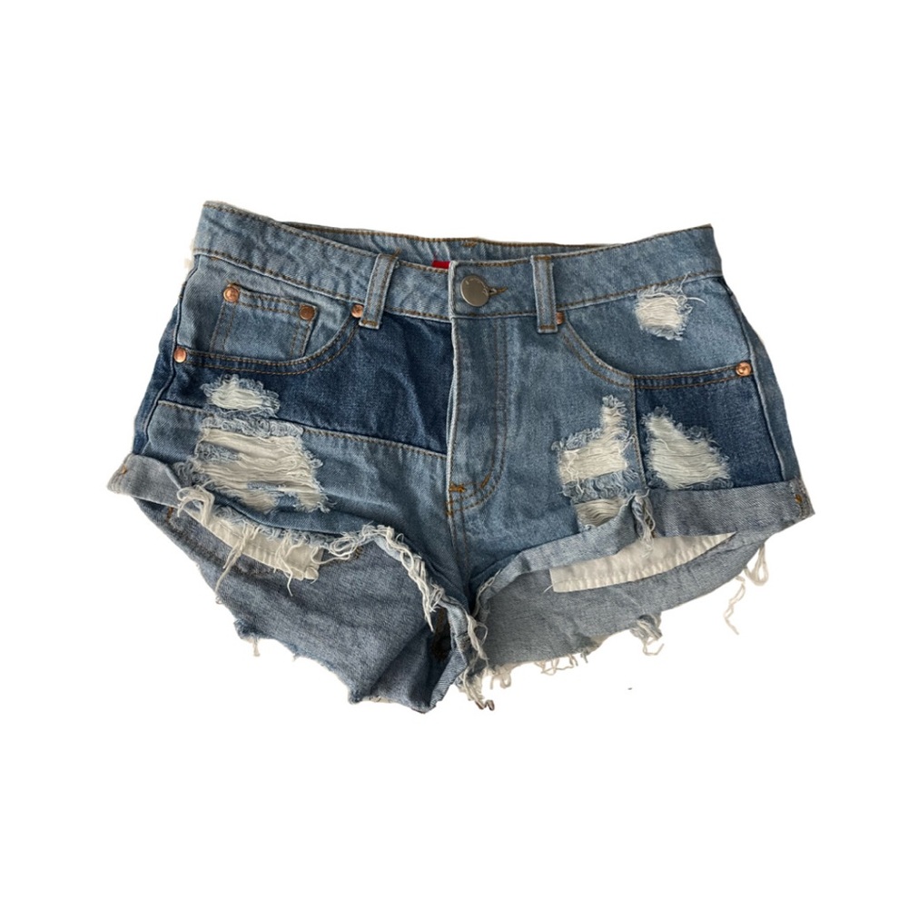 SIGNATURES color block denim shorts size small